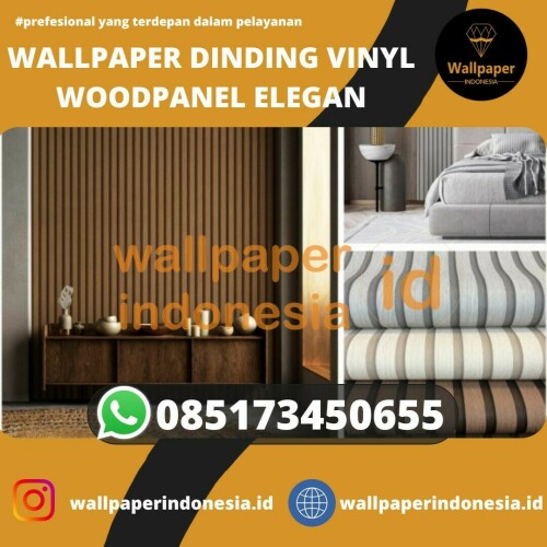 WALLPAPER DINDING VINYL WOODPANEL ELEGAN